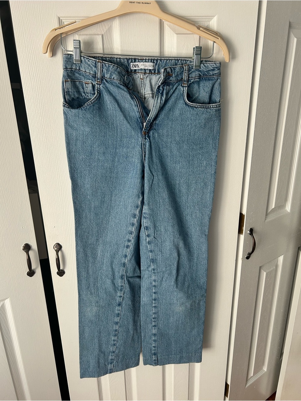 Zara Medium Blue Straight Leg Denim Jeans